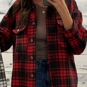 HYFVE Buffalo Plaid Shacket - Red and Black